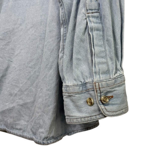 Vintage 90s Denim Button-Down Shirt Size XL Light Wash Western Workwear - Picture 5 of 6